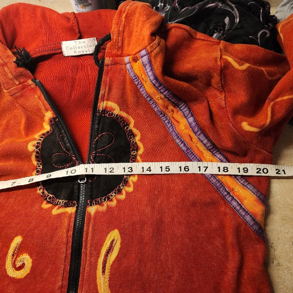 The Collection Royal Red Embroidered Patch Work Women's Hoodie Size M - Picture 6 of 6
